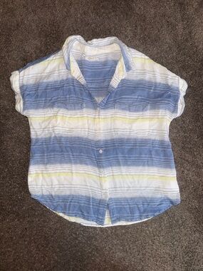 beachlunchlounge Blue and White Striped Button-Up